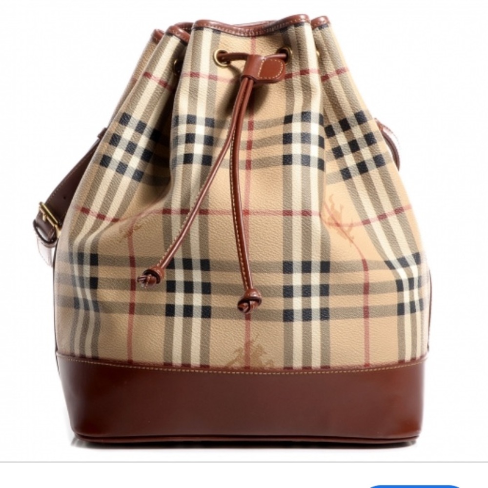 SOLD Burberry haymarket bucket bag nova check EUC